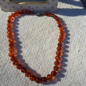 Amber bead Necklace w/925 lobster clasp
